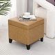 preview thumbnail 29 of 149, Adeco Square Storage Ottoman 17 inch Footstool Light-Brown-Faux-Leather