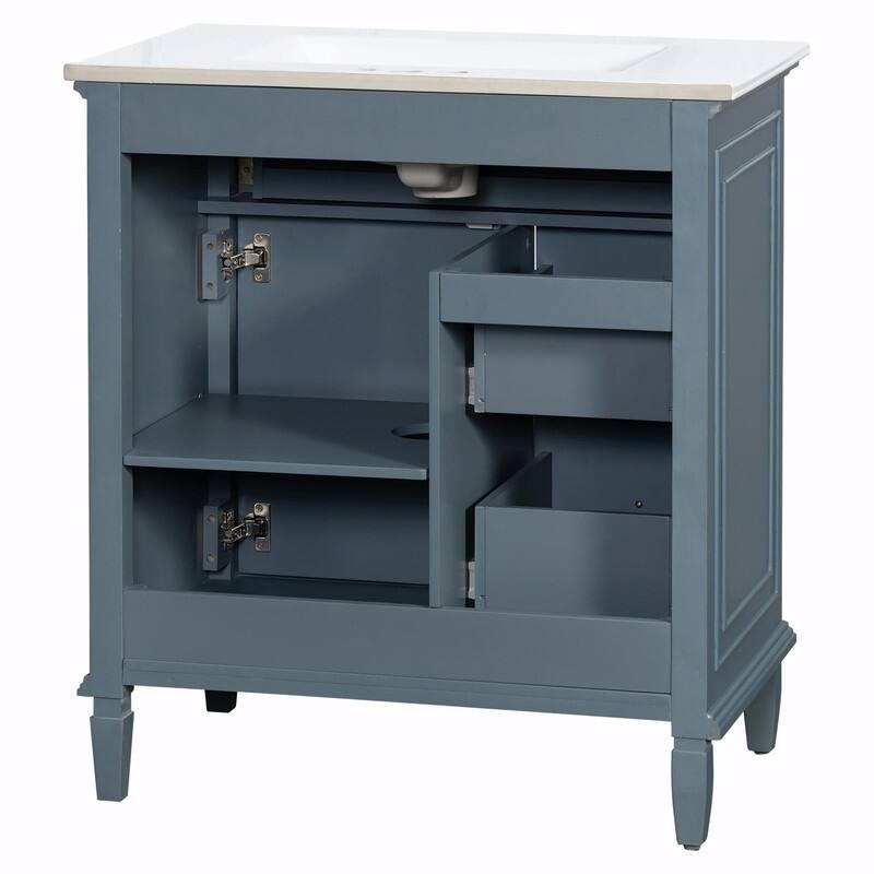 30 Inch Bathroom Vanity with Sink, Modern Vanity Cabinet with One Flip Drawer and Two Storage Drawers