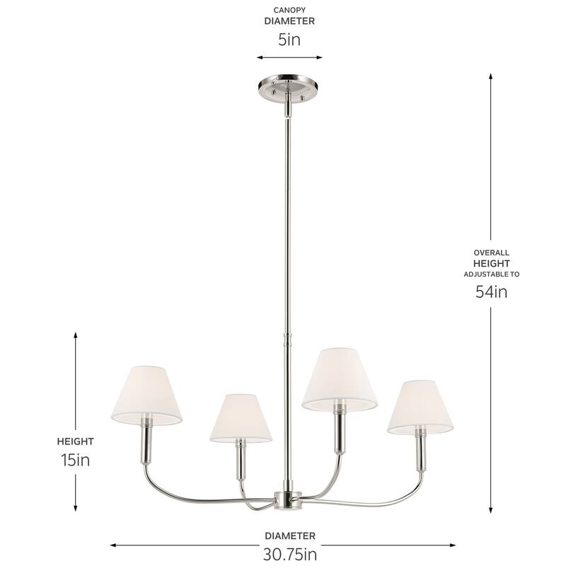 Eadie 30.75 Inch 4 Light Chandelier in Polished Nickel