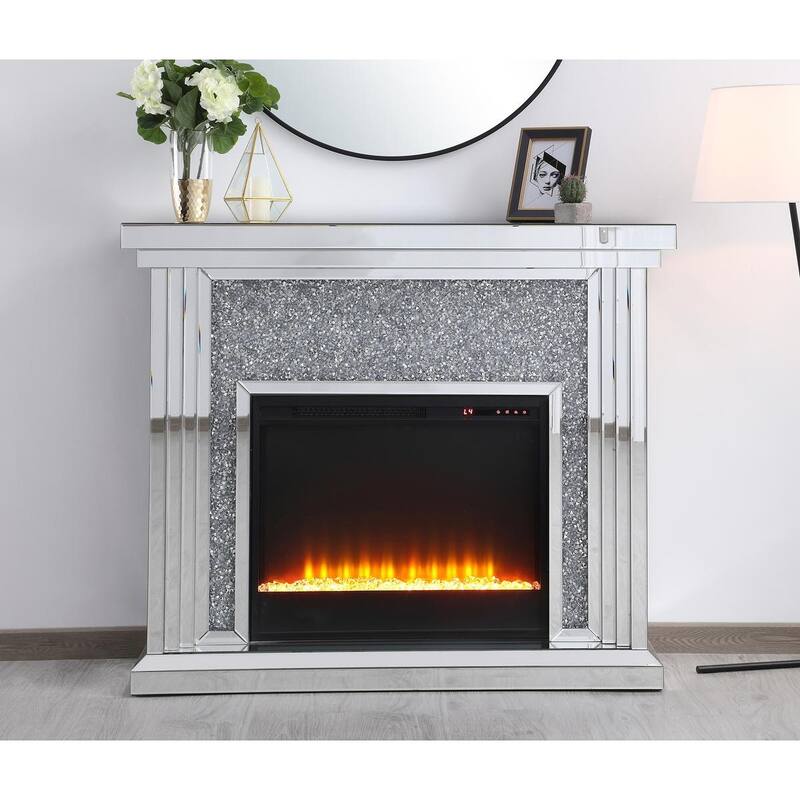 47.5 in. Crystal Mirrored Fireplace Mantle
