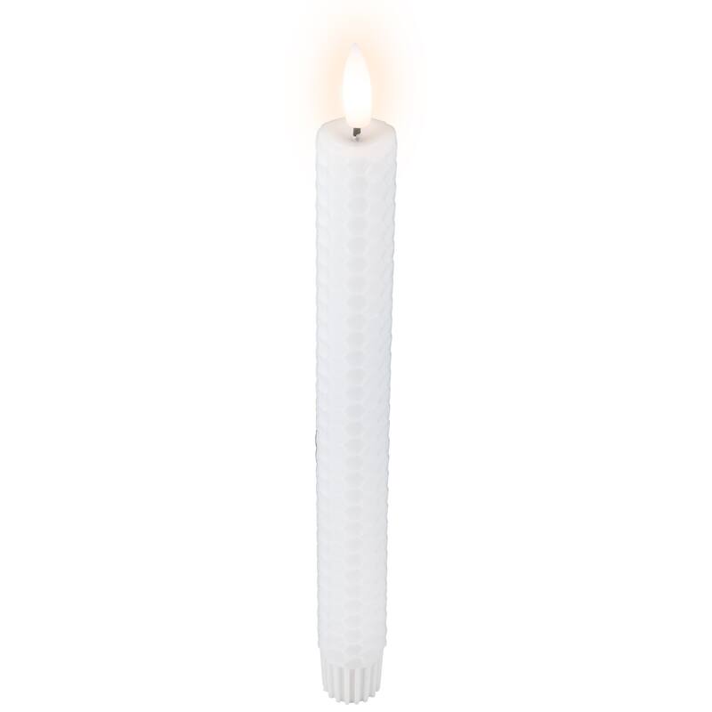 LED Flickering Flameless Taper Honeycomb Christmas Candles - 9.5" - Set of 2