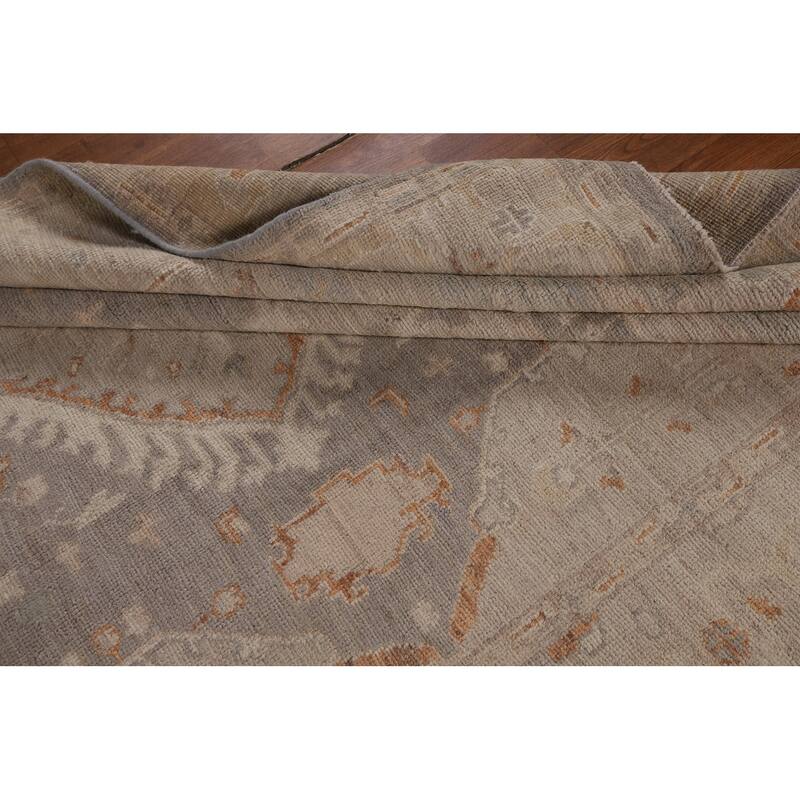 Vegetable Dye Oushak Turkish Rug Handmade Oriental Beige Wool Carpet - 5'11"x 8'8"