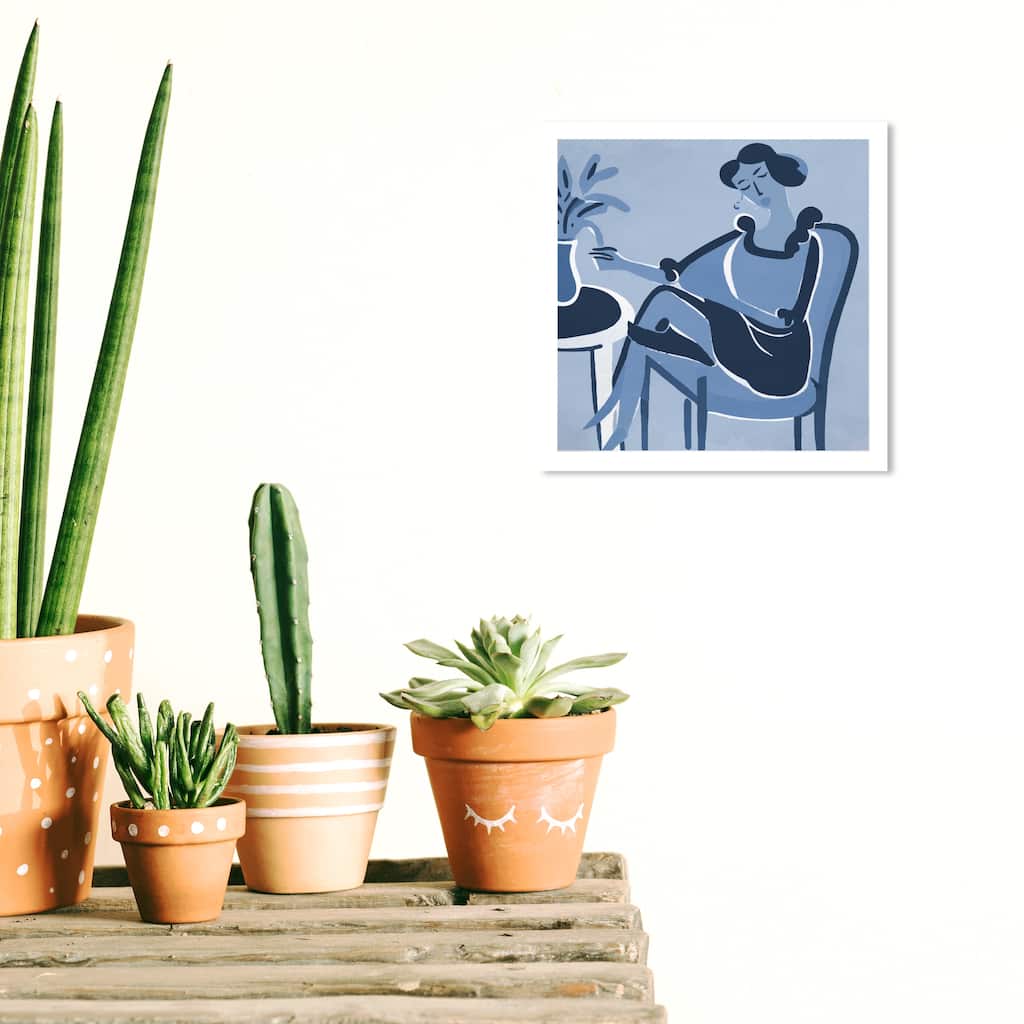 Wynwood Studio Canvas Abstract Waiting in Blue Blue and Mid-Century Modern Wall Art Canvas Print
