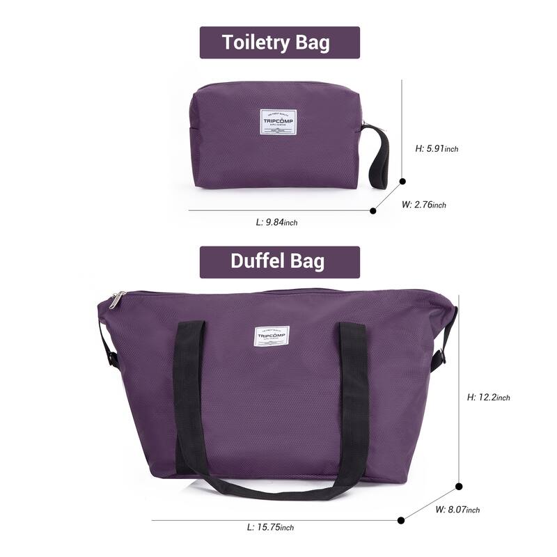 Durable 3-Piece Polyester Luggage Set (18" Carry-On, Travel Bag, Toiletry Bag) with 360° Spinner Wheels