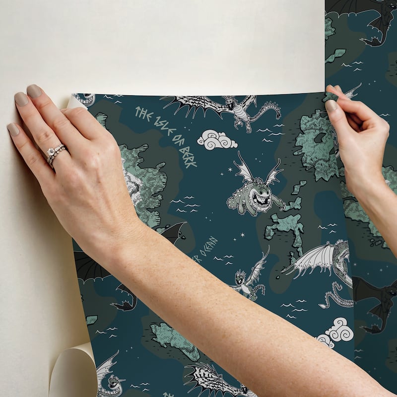 How to Train Your Dragon Isle of Berk Blue Peel and Stick Wallpaper