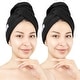 preview thumbnail 1 of 86, American Soft Linen 100% Cotton Hair Drying Towels for Women, Cotton Hair Turban Turkish Towel Wrap, Head Towel Cap for Hairs Black