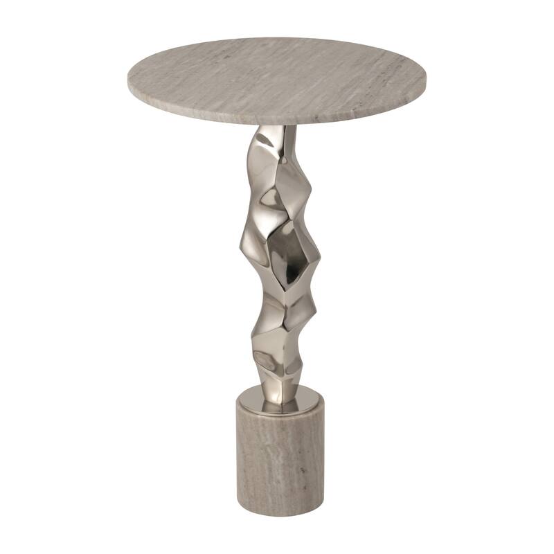 Sagebrook Home Luxurious 25" Aluminum & Marble Accent Table - 16" x 16" x 25"