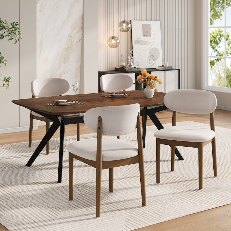 Christopher Knight Home - Callen Dining Set with Beige Upholstered Side Chairs & Matching Table