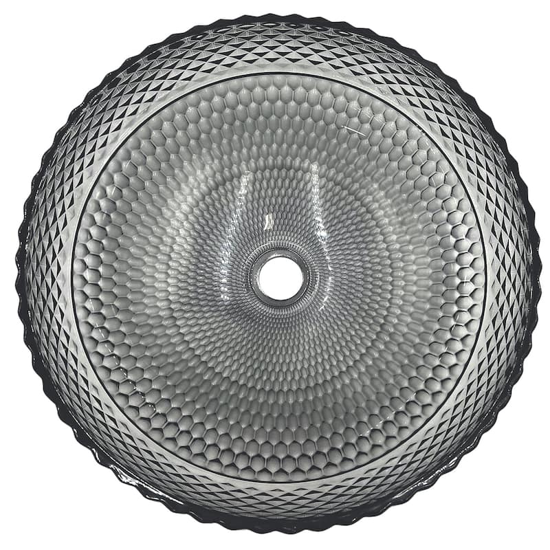 Jewel 16" Round Decorative Crystal Vessel Sinks With White Base