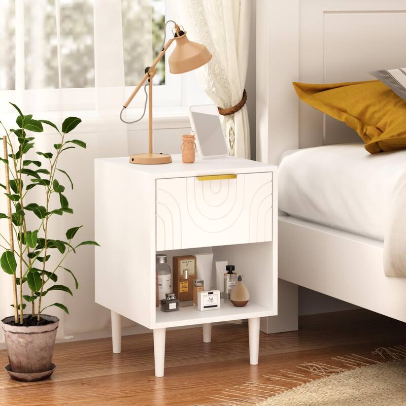 22.83'' H Modern White Nightstand with One Drawer