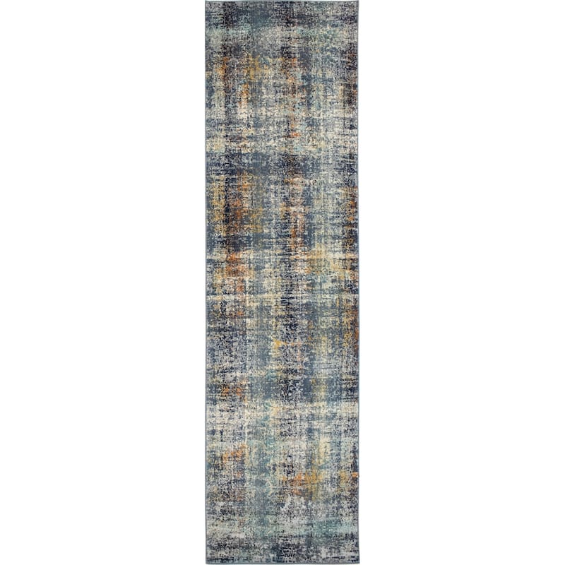Noori Rug Westfield High-low Pile Delphine Rug - 3'2" x 12'2" - Blue/Ivory