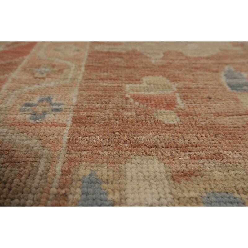 Orange Oushak Turkish Area Rug Handmade Vegetable Dyewool Carpet - 9'4"x 12'0"