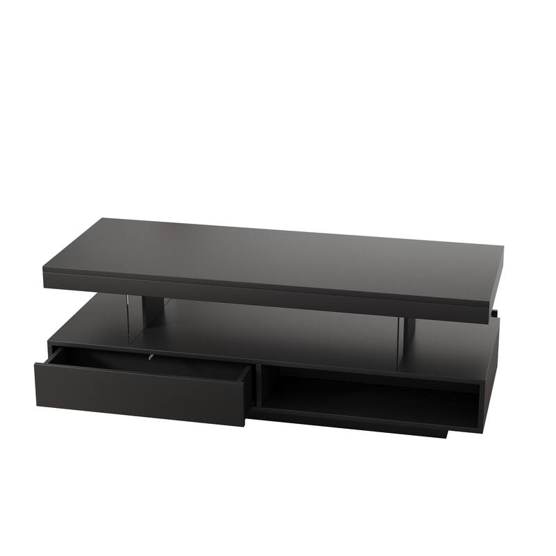LED Storage Coffee Table with 2 Drawers and Shelves