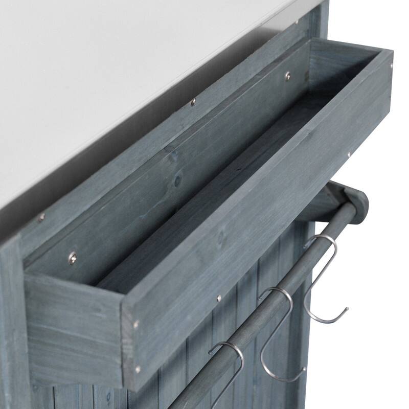 75.4" Rolling Outdoor Kitchen Island with Stainless Steel Top, Premium Solid Wood Grill Cart with Sink and Wheels for Outdoor