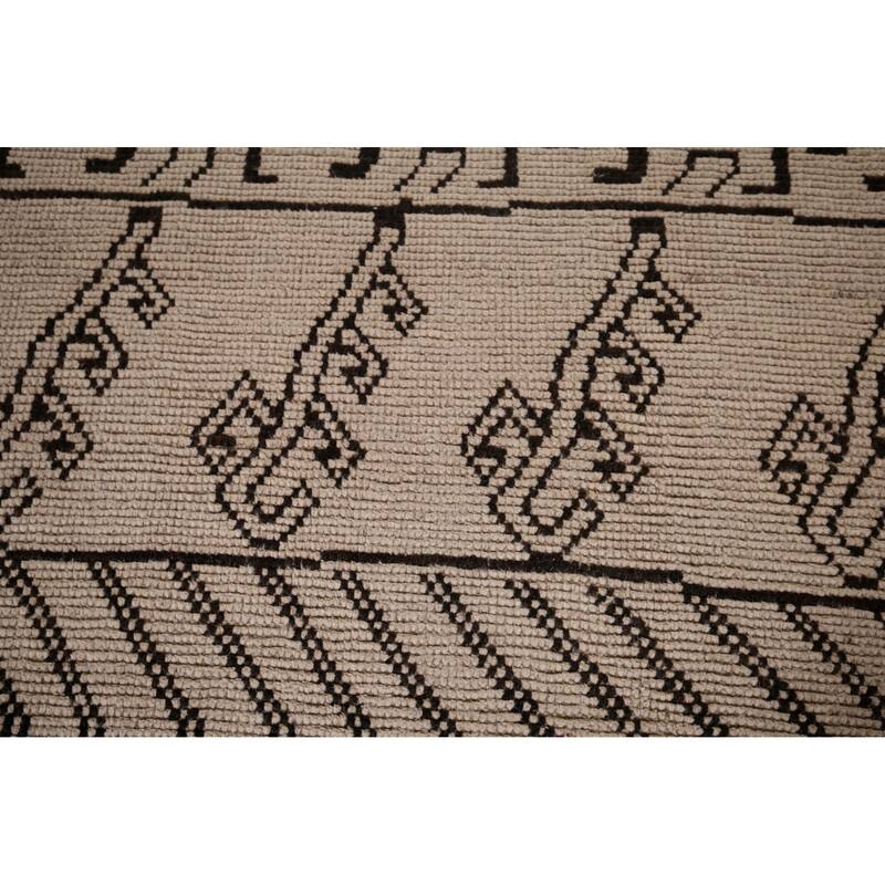 Moroccan Oriental Area Rug Hand-Knotted Contemporary Wool Carpet - 8'11"x 12'0"