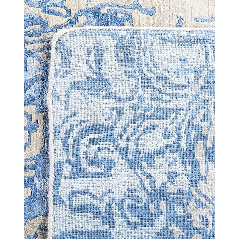 Modern One-of-a-Kind Hand-Knotted Area Rug, Blue - 9' 2" x 12' 1"