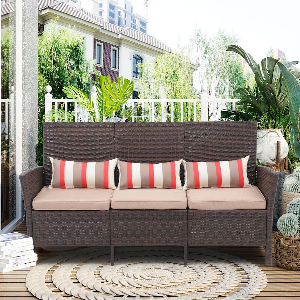 Outdoor 3-Seater Wicker Sofa