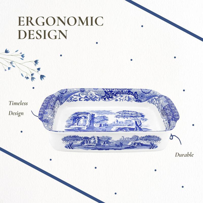 Spode Blue Italian Large Rectangular Handled Dish