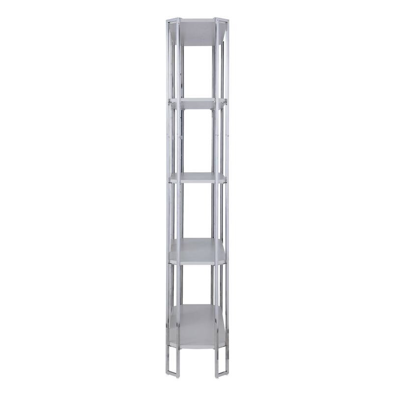 Somette Contemporary Gray Bookshelf with Polished Steel Frame