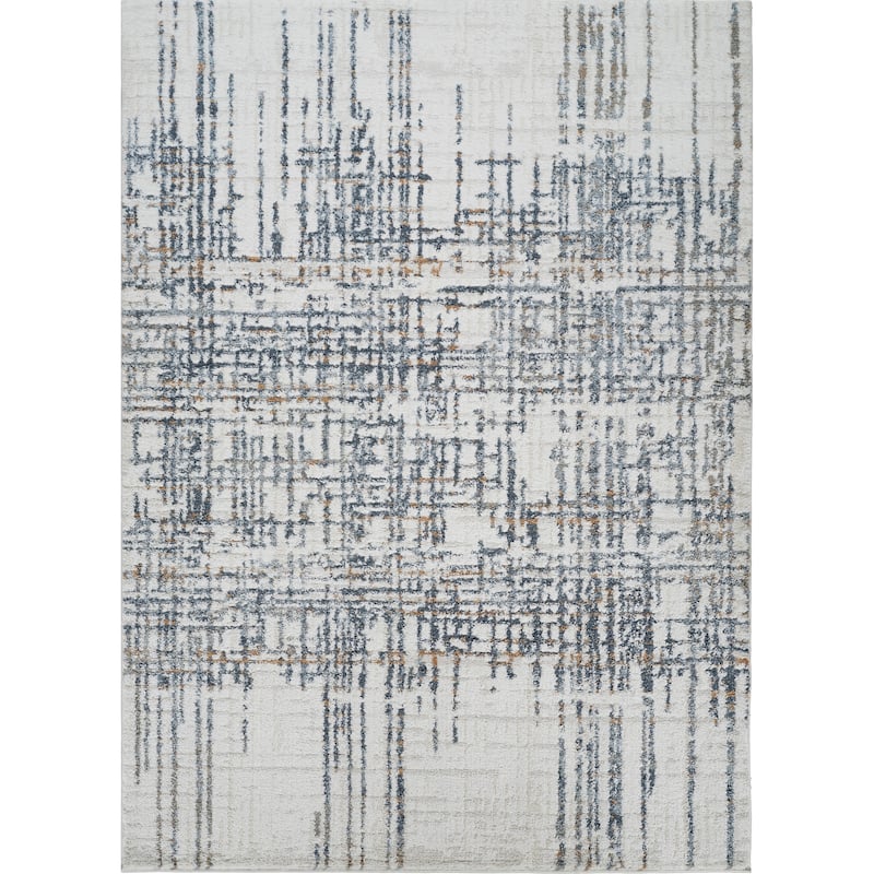 Tokyo Collection Gray/Beige/Navy Abstract Area Rug