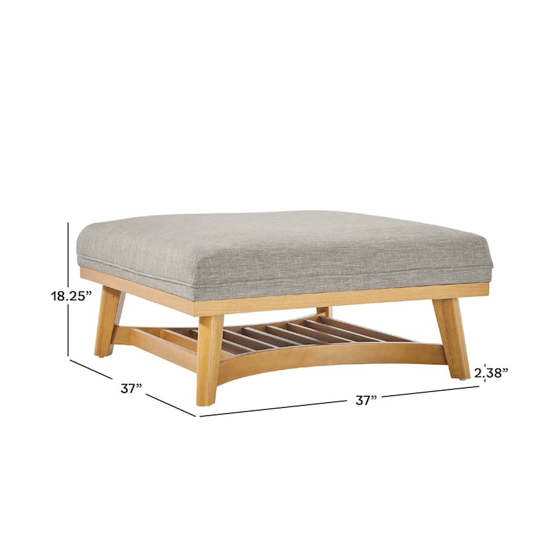 Walker Edison Modern Farmhouse Upholstered Linen Large Ottoman