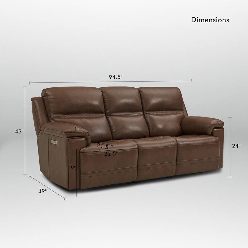 Genuine Leather Dual Power Sofa with Zero Gravity, Adjustable Headrest, Footrest, USB/Type-C