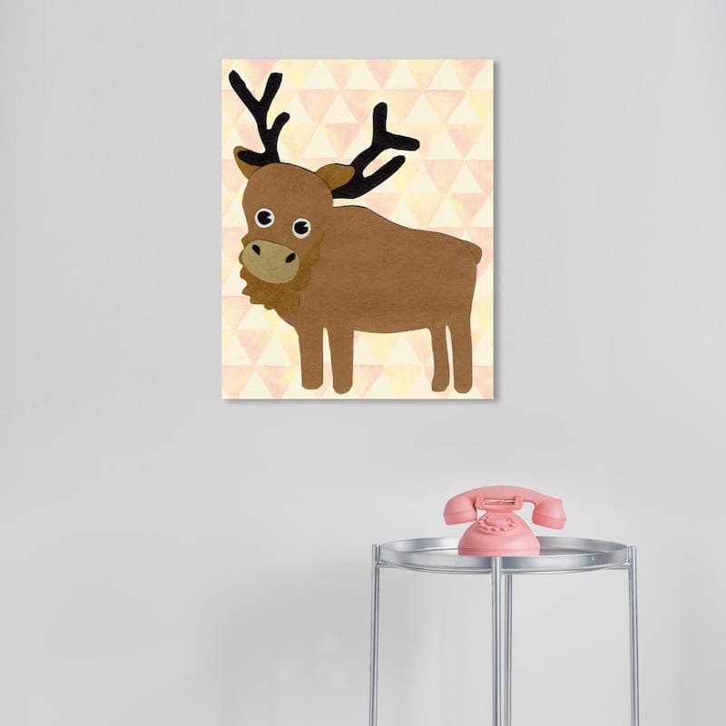Wynwood Studio Canvas Animals E for Elk Brown and Pastel Brown Modern & Contemporary Wall Art Canvas Print - 20 x 16