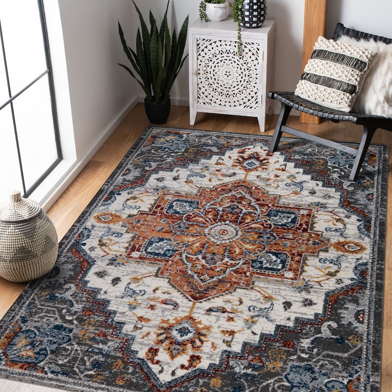 Alvia Yana Medallion Area Rug - 8'9" x 11'9" - Brown