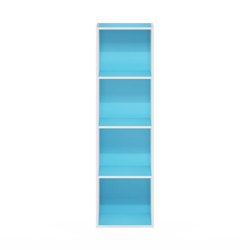 Furinno Pasir 4-Tier Open Shelf Bookcase - Light Blue/White