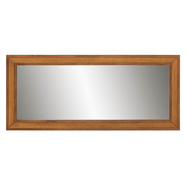 Rowanne Rubberwood Wall Mirror with Woven Synthetic Rattan Frame