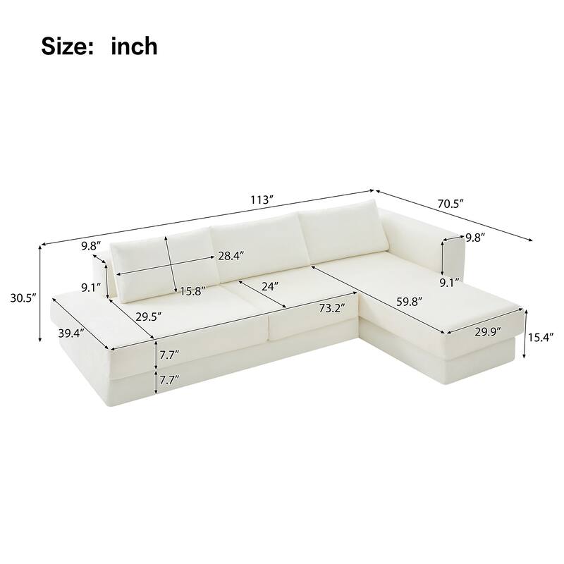 Christopher Knight Home - American Design Chenille 113" Modular Sectional Sofa with Double Layer Cushions