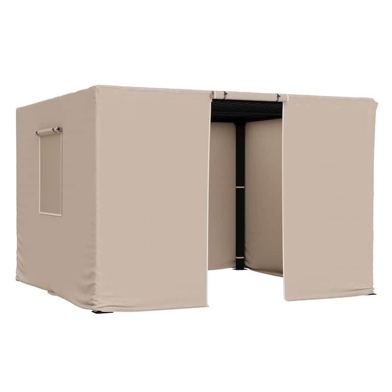 EROMMY Waterproof Pergola Winter Cover with Sidewalls, Mesh Windows and Roll-Up Door, All-Season Weather Enclosure