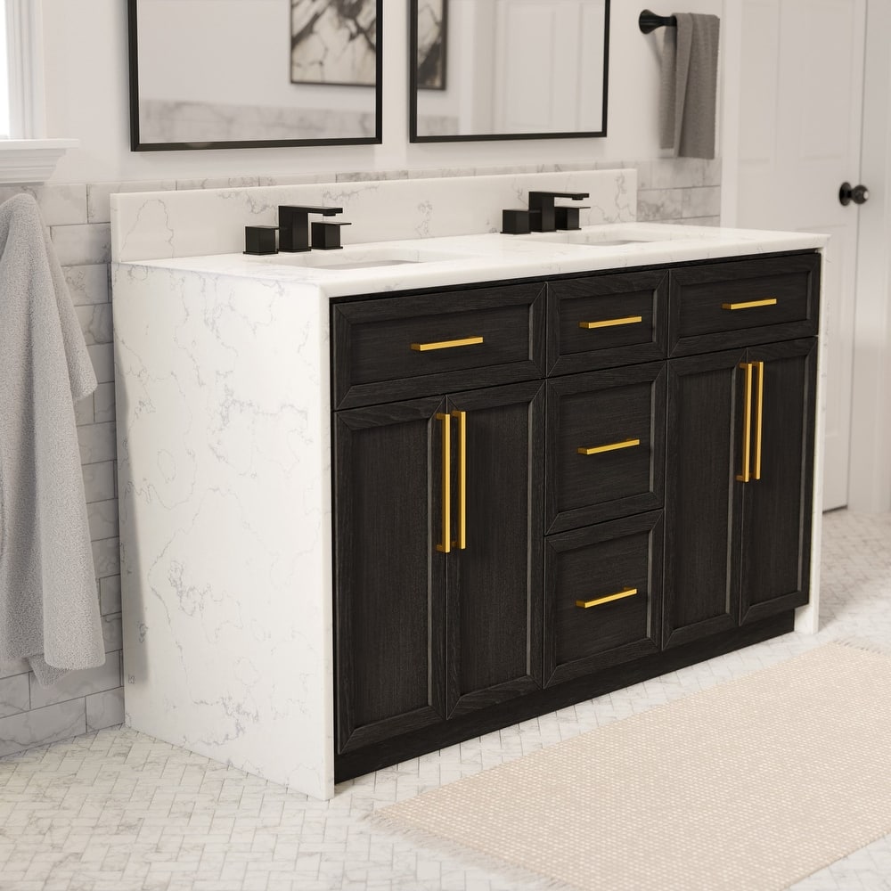 KitchenBathCollection Palisade 60" Double Waterfall Vanity with Engineered Marble Top