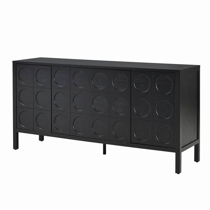 4-Door Wooden Buffet Storage Cabinet for Home and Office Use