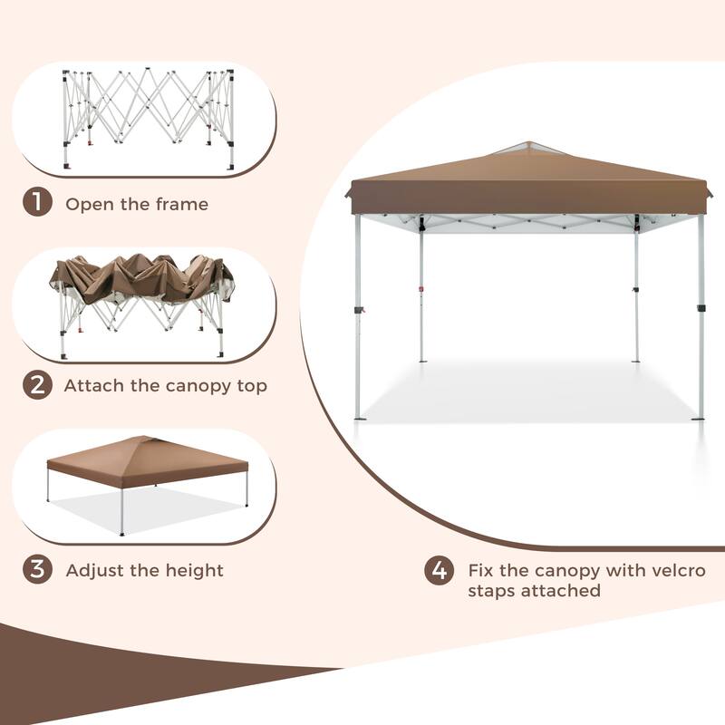 10x10 Pop-up Canopy Portable Lightweight FoldingTent, Adjustable Height Instant Gazebo Canopy with Wheeled Bag