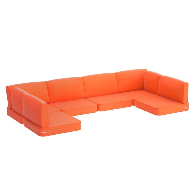 14-Piece Patio Furniture Sofa Cushions, 6-Seater Outdoor Cushion Set (Only Include Cusions，Not Sofa） - 25.6*25.6*4in