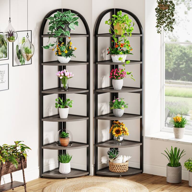6 Tier/ 7 Tier Corner Shelf, Corner Bookshelf Plant Stand Display Rack