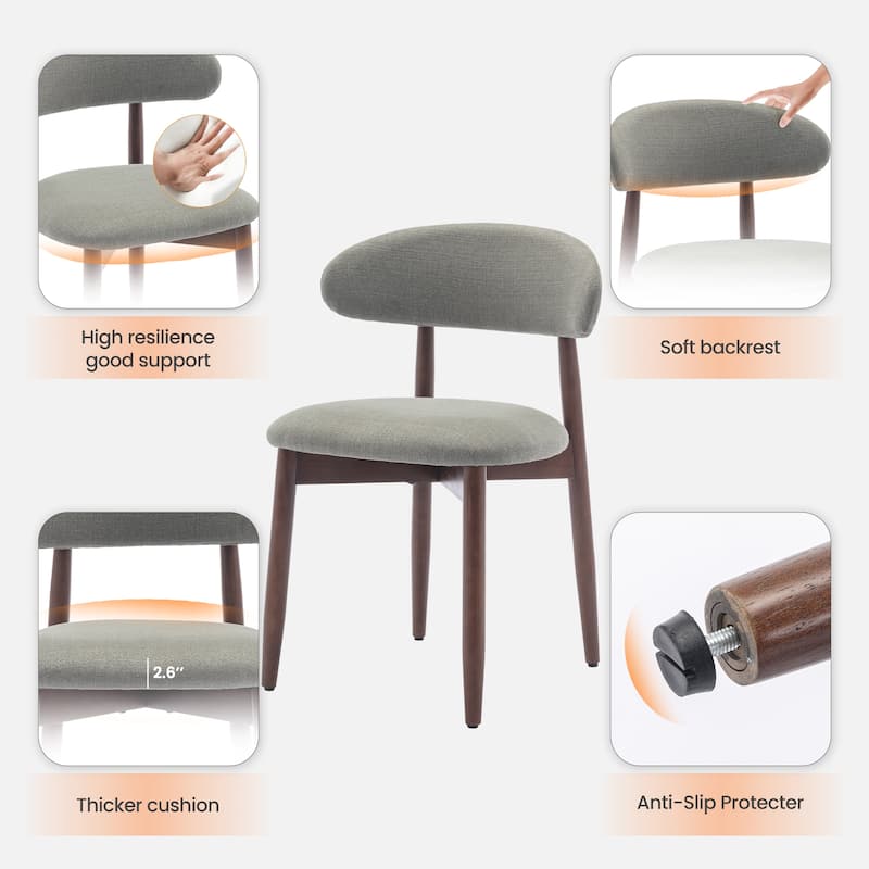 Modern Fabric Upholstered Kitchen Side Chairs, Farmhouse Dining Room Chair with Foot Pegs