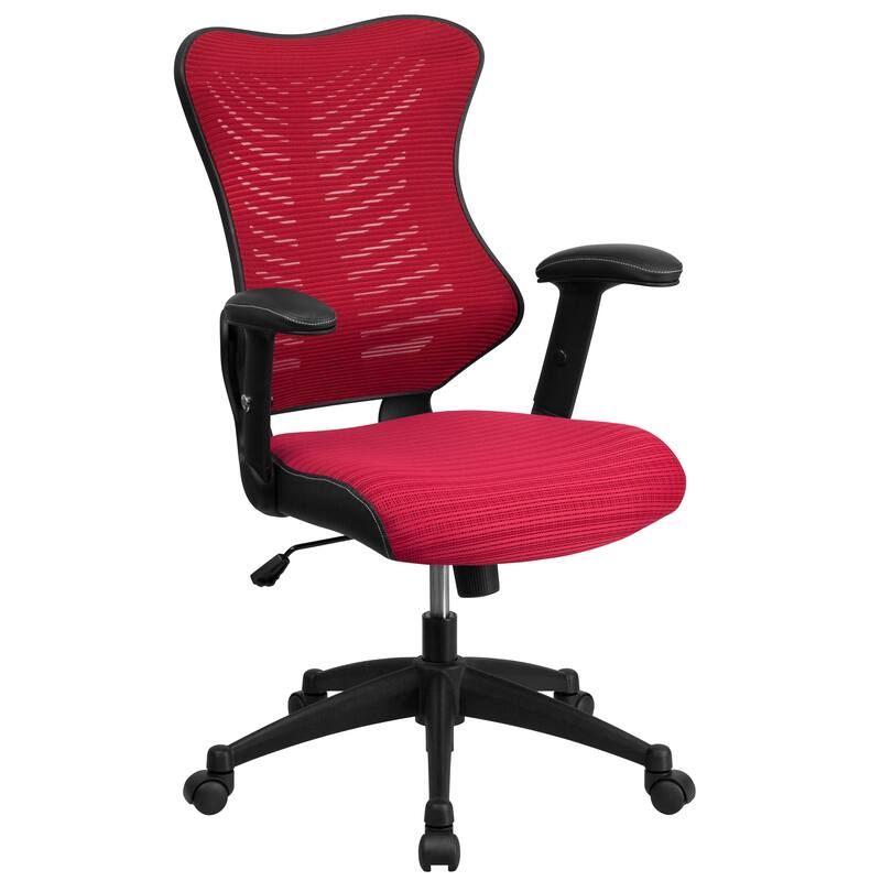 High-Back Mesh Swivel Office Chair with Padded Armrests
