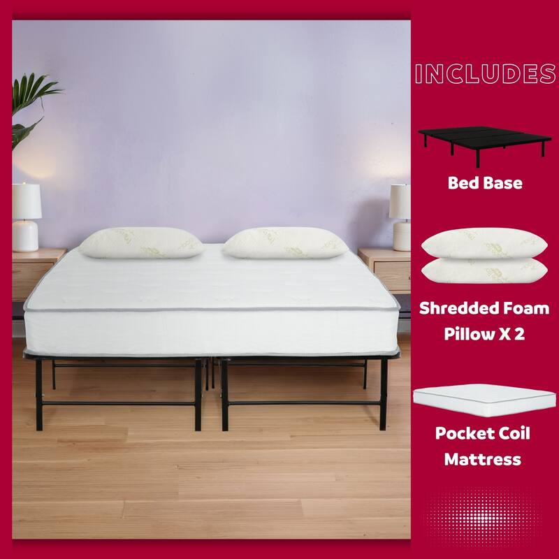 Solar 9 in. Pocket Coil Mattress with 14 in. Bed Frame