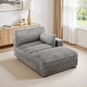 preview thumbnail 19 of 18, 41" W Plush Corduroy Chaise Lounge with Pillows Right Facing - Light Grey-Chaise