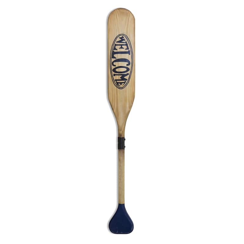 Wooden Oar Welcome Sign - 35.5" - Brown and Black