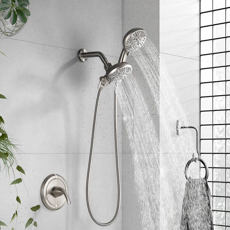 Pressure Balanced 7-Way Shower Head Combo, Hand Held Shower & Rain Shower Separately or Together with Rough-in Valve