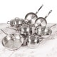 preview thumbnail 1 of 1, BergHOFF Belly Shape 12pc 18/10 Stainless Steel Cookware Set, Glass Lids Silver