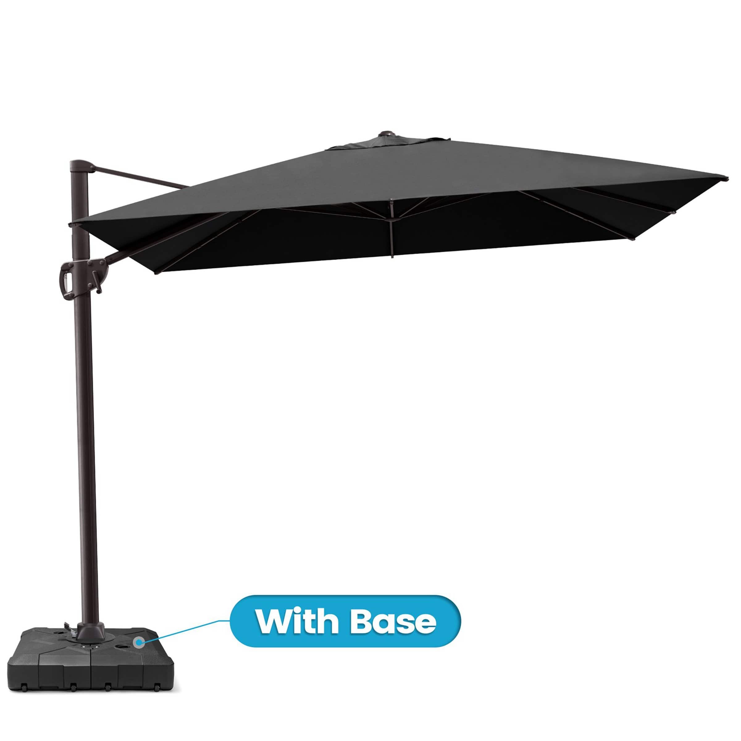black patio umbrella with base Outsunny foot round umbrella featuring a durable aluminum pole and UV Outdoor 10FT Square Aluminum Patio
