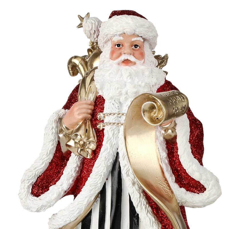 11" Resin Elegant Santa With Sack And List