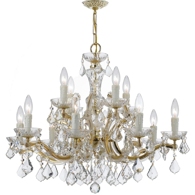 Maria Theresa 12 Light Clear Crystal Gold Chandelier - 30'' W x 23'' H - 30'' W x 23'' H