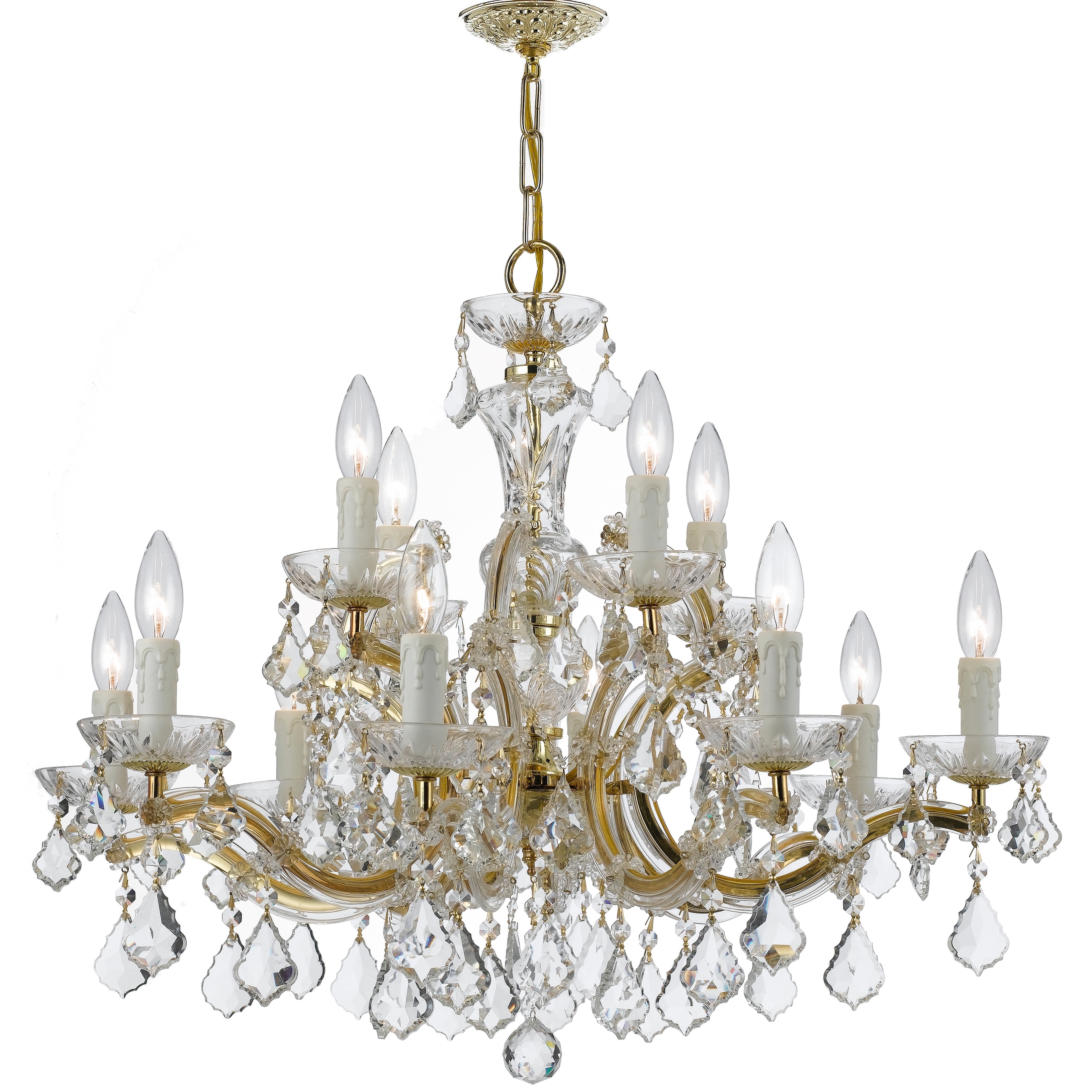 Maria Theresa 12 Light Clear Crystal Gold Chandelier - 30'' W x 23'' H