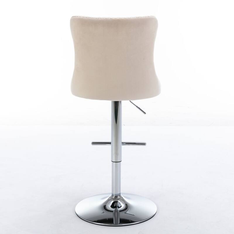 Bar stools with Backs Luxurious Velvet Swivel - Adjustable Height, Set of 2