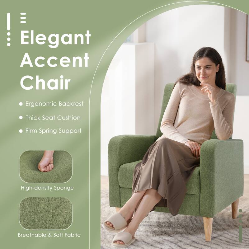 Modern Accent Chair with Pillow & Walnut Legs - Lounge Seat for Living Room, Compact Design